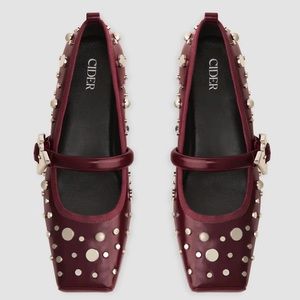 Wine square toe ballet Mary Jane flats - Cider